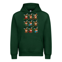 Forest Green christmas reindeers Urban Hoodie - MaliasSmallBusiness