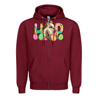 Burgundy Hop Rabbit Easter Zipper Hoodie - Neo Western