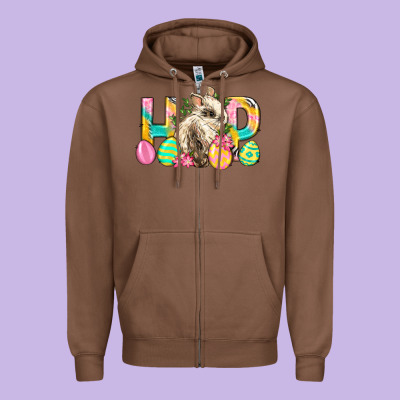 Hop Rabbit Easter Zipper Hoodie Designed By Neo Western