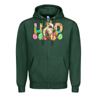 Sports Green Hop Rabbit Easter Zipper Hoodie - Neo Western