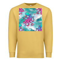 Antique Gold ocean waves octopus seamless pattern Premium Sweatshirt - BundleAndBundleShop