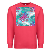Cardinal ocean waves octopus seamless pattern Premium Sweatshirt - BundleAndBundleShop