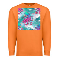 Carrot ocean waves octopus seamless pattern Premium Sweatshirt - BundleAndBundleShop