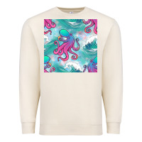 Sandshell ocean waves octopus seamless pattern Premium Sweatshirt - BundleAndBundleShop