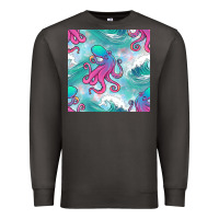 Smoke ocean waves octopus seamless pattern Premium Sweatshirt - BundleAndBundleShop