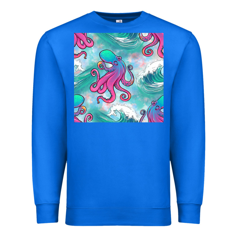 Ocean Waves Octopus Seamless Pattern Premium Sweatshirt by BundleAndBundleShop | Teevron