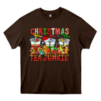Chocolate Brown Christmas tea junkie Heavy Core Tee - CowhideDigitalArt