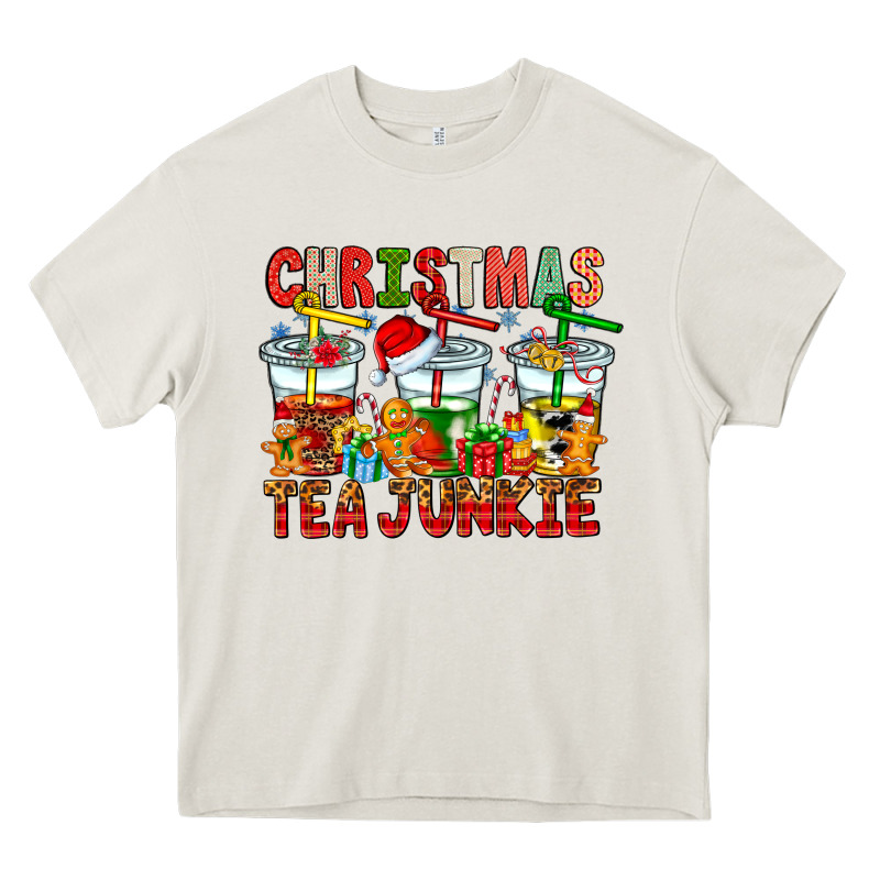Christmas Tea Junkie Heavy Core Tee by CowhideDigitalArt | Teevron