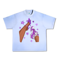 Grape Ice Purple Afro Girl Sneakers and Heels Urban Heavy Tee - texasbilliewilder
