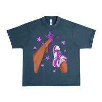 Midnight Navy Purple Afro Girl Sneakers and Heels Urban Heavy Tee - texasbilliewilder