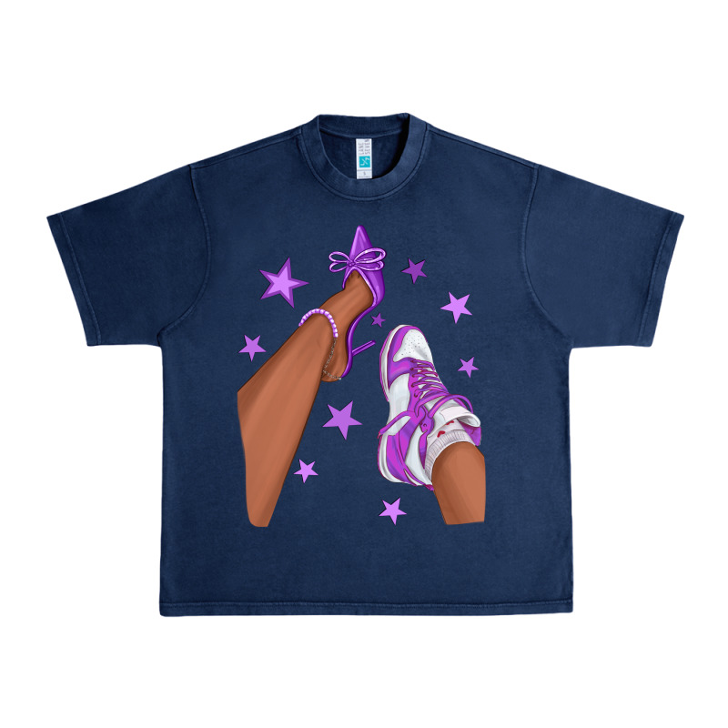 Purple Afro Girl Sneakers And Heels Urban Heavy Tee by texasbilliewilder | Teevron