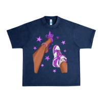 Navy Purple Afro Girl Sneakers and Heels Urban Heavy Tee - texasbilliewilder