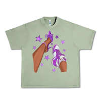 Oil Green Purple Afro Girl Sneakers and Heels Urban Heavy Tee - texasbilliewilder