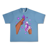 Pebble Blue Purple Afro Girl Sneakers and Heels Urban Heavy Tee - texasbilliewilder