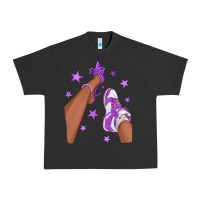 Pigment Black Purple Afro Girl Sneakers and Heels Urban Heavy Tee - texasbilliewilder