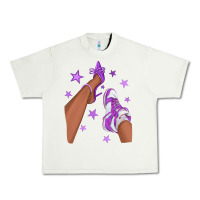 Pistachio Purple Afro Girl Sneakers and Heels Urban Heavy Tee - texasbilliewilder