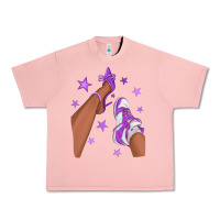 Salmon Purple Afro Girl Sneakers and Heels Urban Heavy Tee - texasbilliewilder