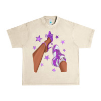 Sandshell Purple Afro Girl Sneakers and Heels Urban Heavy Tee - texasbilliewilder