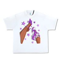 White Purple Afro Girl Sneakers and Heels Urban Heavy Tee - texasbilliewilder