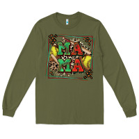 Army Green softball mama with leopard Long Sleeve Tee - Zillion Design Studio