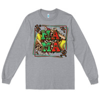 Heather Grey softball mama with leopard Long Sleeve Tee - Zillion Design Studio