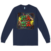 Navy softball mama with leopard Long Sleeve Tee - Zillion Design Studio