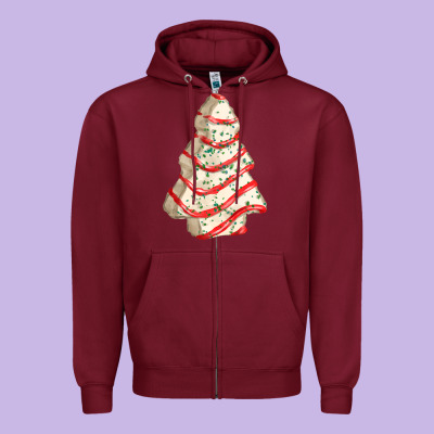 White Christmas Cake Zipper Hoodie Designed By Fadigitalartstudio