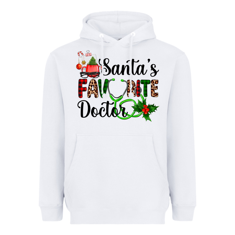 Santa's Favorite Doctor Heavyweight Hoodie by AdoDesignShop | Teevron