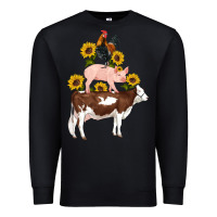 Black western farm life cow pig rooster with sunflowers Premium Sweatshirt - Artiststas