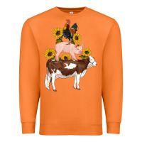 Carrot western farm life cow pig rooster with sunflowers Premium Sweatshirt - Artiststas