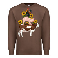 Chestnut western farm life cow pig rooster with sunflowers Premium Sweatshirt - Artiststas