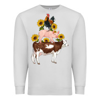 Dove Grey western farm life cow pig rooster with sunflowers Premium Sweatshirt - Artiststas