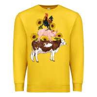 Lemon western farm life cow pig rooster with sunflowers Premium Sweatshirt - Artiststas