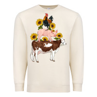 Sandshell western farm life cow pig rooster with sunflowers Premium Sweatshirt - Artiststas