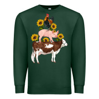 Sports Green western farm life cow pig rooster with sunflowers Premium Sweatshirt - Artiststas