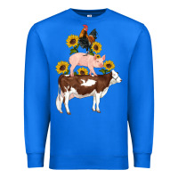 True Royal western farm life cow pig rooster with sunflowers Premium Sweatshirt - Artiststas