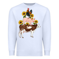 White western farm life cow pig rooster with sunflowers Premium Sweatshirt - Artiststas