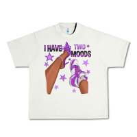 Pistachio Purple I Have Two Moods Afro Girl Sneakers Urban Heavy Tee - texasbilliewilder