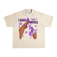 Sandshell Purple I Have Two Moods Afro Girl Sneakers Urban Heavy Tee - texasbilliewilder
