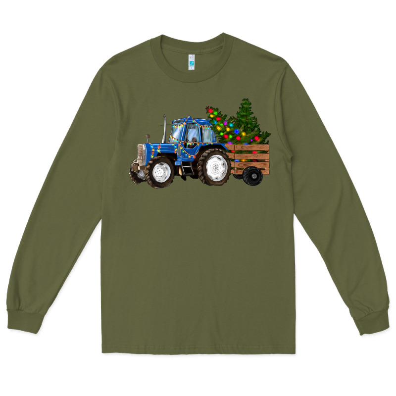 Christmas Farm Tractor Long Sleeve Tee by RanaPortraitStore | Teevron