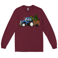 Burgundy Christmas farm tractor Long Sleeve Tee - RanaPortraitStore