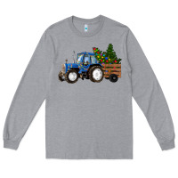 Heather Grey Christmas farm tractor Long Sleeve Tee - RanaPortraitStore