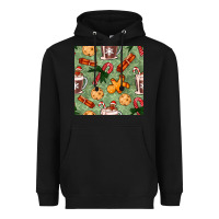 Black christmas hot chocolate and cookies seamless pattern Heavyweight Hoodie - BundleAndBundleShop