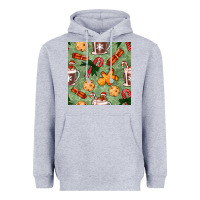 Heather Grey christmas hot chocolate and cookies seamless pattern Heavyweight Hoodie - BundleAndBundleShop