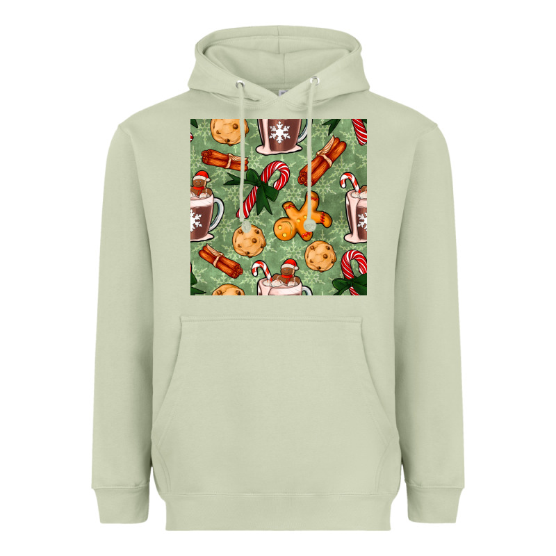 Christmas Hot Chocolate And Cookies Seamless Pattern Heavyweight Hoodie by BundleAndBundleShop | Teevron
