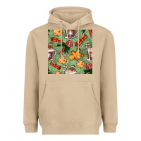 Mushroom christmas hot chocolate and cookies seamless pattern Heavyweight Hoodie - BundleAndBundleShop