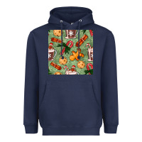Navy christmas hot chocolate and cookies seamless pattern Heavyweight Hoodie - BundleAndBundleShop