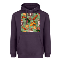 Plum christmas hot chocolate and cookies seamless pattern Heavyweight Hoodie - BundleAndBundleShop