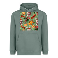 Sage christmas hot chocolate and cookies seamless pattern Heavyweight Hoodie - BundleAndBundleShop