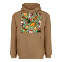 Toasted Coconut christmas hot chocolate and cookies seamless pattern Heavyweight Hoodie - BundleAndBundleShop